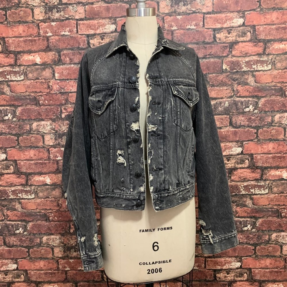 R13 DISTRESSED DENIM JACKET RAGLAN TRUCKER